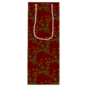 Floral Spray Style 1, Red-GOLD-WINE GIFT BAG