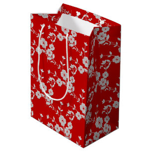 Floral Spray Style 1, Red-White-GIFT BAG M