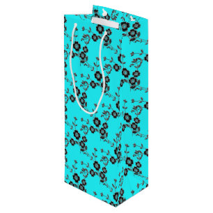 Floral Spray Style 1, Robins Egg-Silver-1-WINE BAG