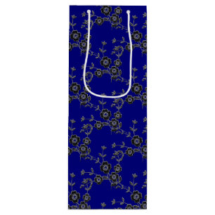 Floral Spray Style 1, SILVER-BLUE-WINE GIFT BAG