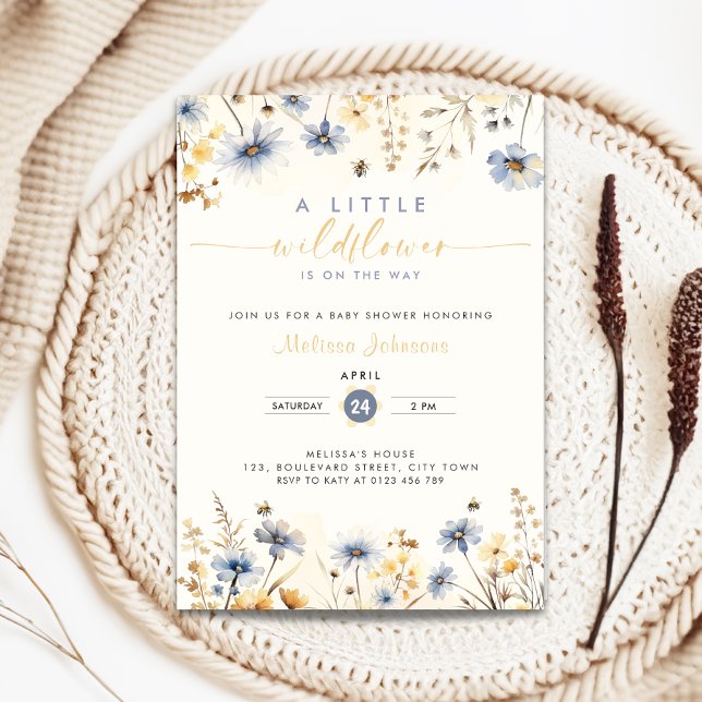 Floral Spring - A Little Wildflower Baby Shower Invitation (A little wildflower is on the way as baby shower invitation)