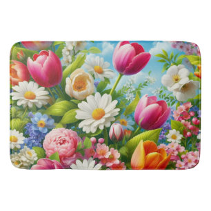Floral/spring artwork bath mat