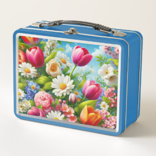 Floral/spring artwork metal lunch box