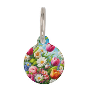 Floral/spring artwork pet tag