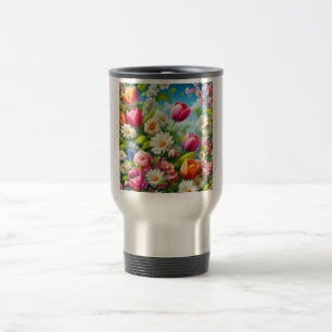 Floral/spring artwork travel mug