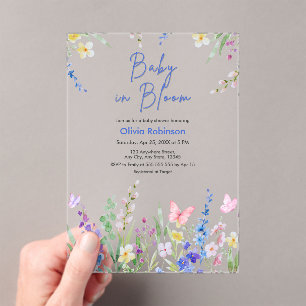 Floral Spring Baby in Bloom Baby Shower  Acrylic Invitations