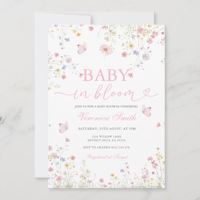 Floral Spring Baby in Bloom Baby Shower Invitation (Front)
