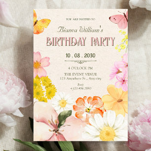 Floral spring bloom birthday invitation