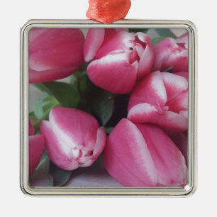 Floral Spring Bouquet of Pink Tulips, Flowers Metal Tree Decoration