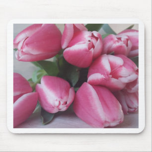 Floral Spring Bouquet of Pink Tulips, Flowers Mouse Pad