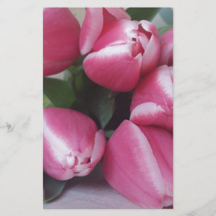 Floral Spring Bouquet of Pink Tulips, Flowers Stationery