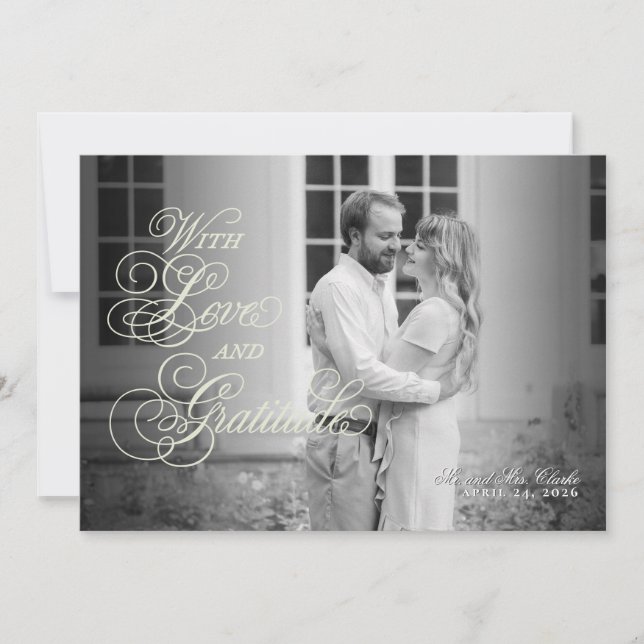 Floral Spring Chinoiserie Flat Thank You Card (Front)