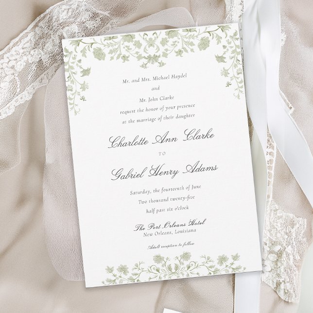 Floral Spring Chinoiserie Wedding Invitation (Creator Uploaded)