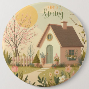 Floral/spring cottage 6 cm round badge