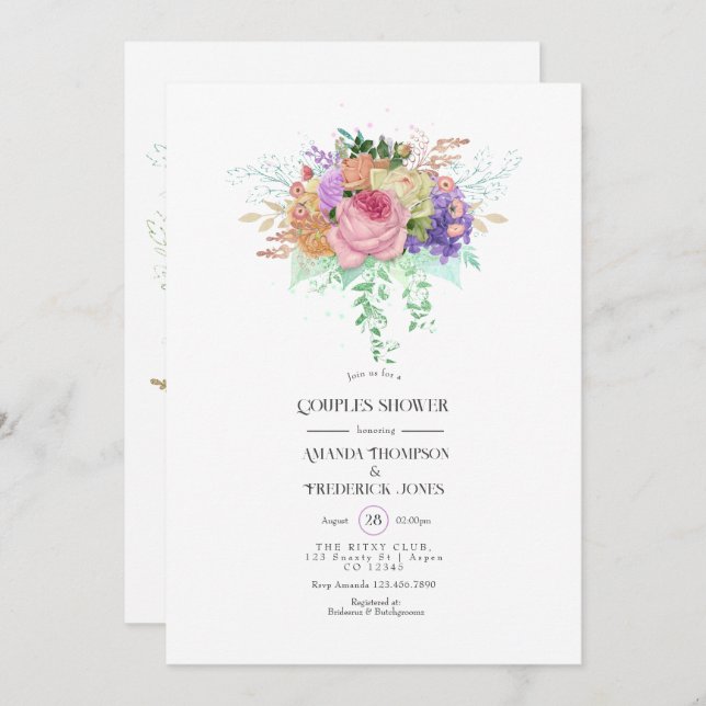 Floral Spring Couples Shower Invitation (Front/Back)