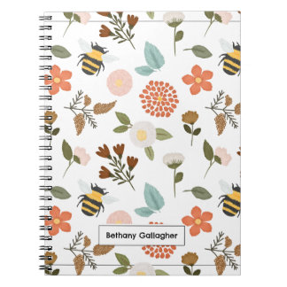 Floral Spring Daffodil & Bees | Personalised  Notebook