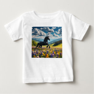 Floral/spring horse/stallion baby T-Shirt