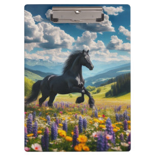 Floral/spring horse/stallion clipboard