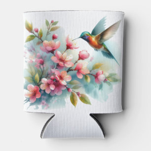 Floral/spring hummingbird artwork  can cooler