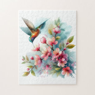 Floral/spring hummingbird artwork  jigsaw puzzle