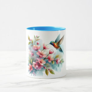 Floral/spring hummingbird artwork mug