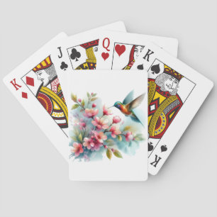 Floral/spring hummingbird artwork  playing cards