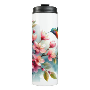 Floral/spring hummingbird artwork  thermal tumbler