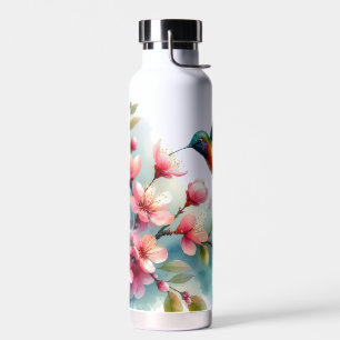 Floral/spring hummingbird artwork  water bottle