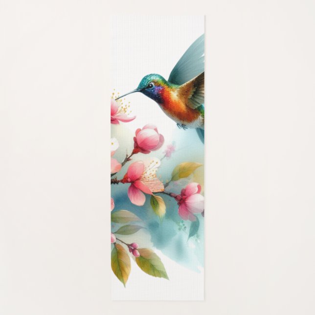 Floral/spring hummingbird artwork  yoga mat (Front)