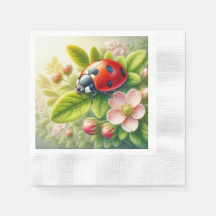Floral/spring ladybug artwork napkin