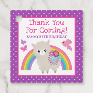 Floral Spring Llama & Rainbow Birthday Favour Tags