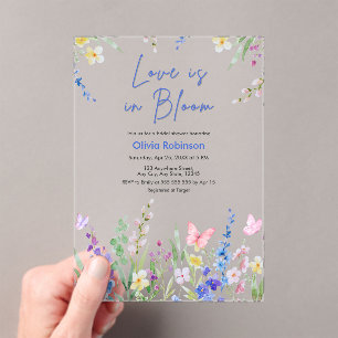Floral Spring Love is in Bloom Bridal Shower Acrylic Invitations