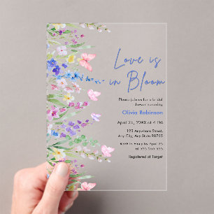 Floral Spring Love is in Bloom Bridal Shower  Acrylic Invitations