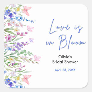 Floral Spring Love is in Bloom Bridal Shower Square Sticker