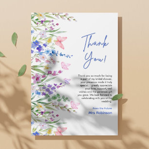 Floral Spring Love is in Bloom Bridal Shower  Thank You Card
