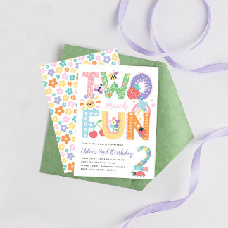 Floral Spring Pastel Second Birthday, Two much Fun Invitation