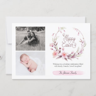 Floral Spring Pink  Add Your Photo Happy Easter