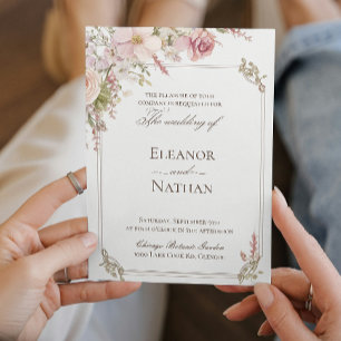 Floral Spring Summer Wedding  Invitation