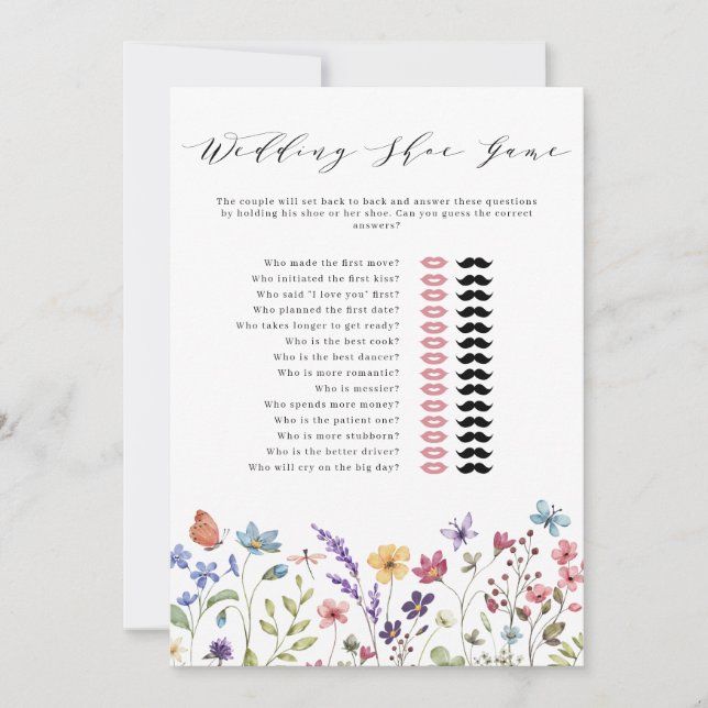 Floral Spring Summer Wedding Shoe Game Invitation (Front)