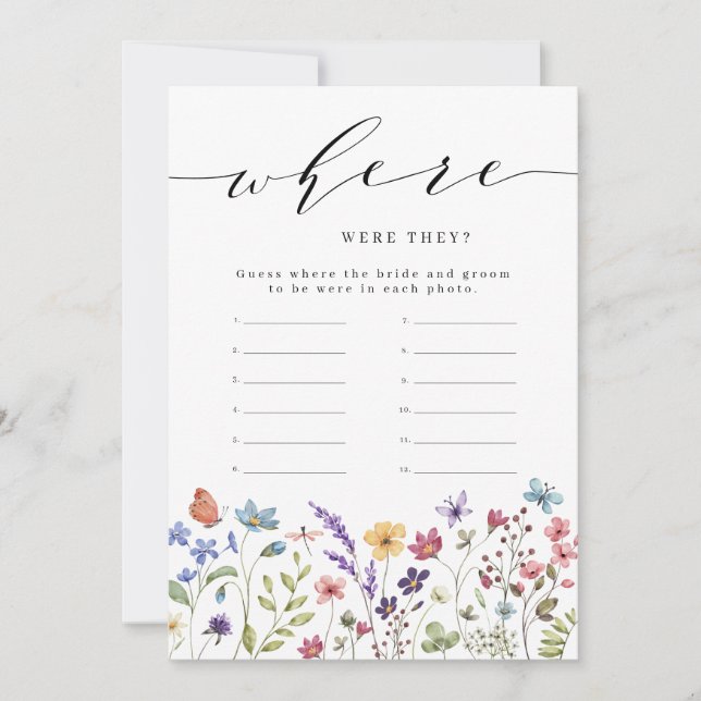 Floral Spring Summer Where were They Bridal Game Invitation (Front)