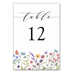 Floral Spring Summer Wildflower Wedding Table Number