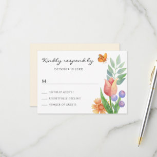 Floral spring watercolor RSVP card