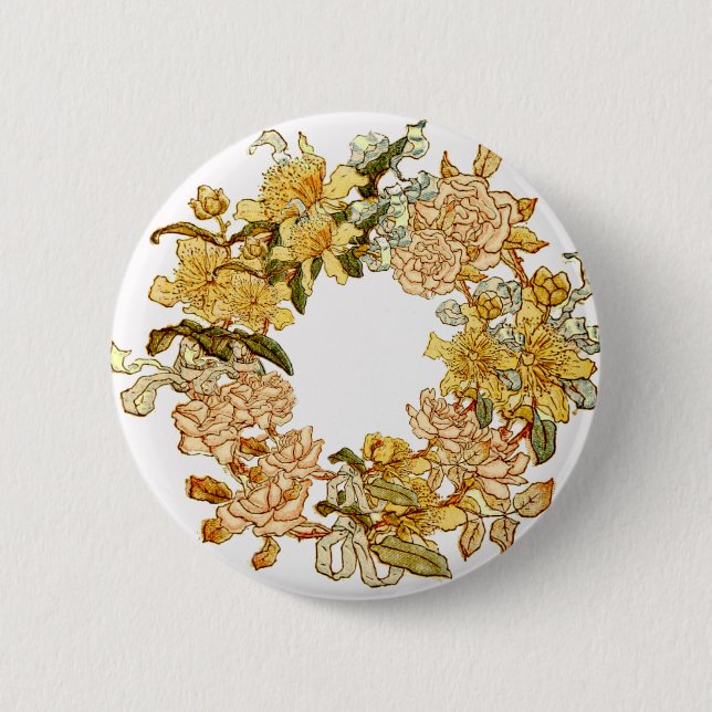 Floral Spring Wreath Flower Pink Flowers Art 6 Cm Round Badge (Front)