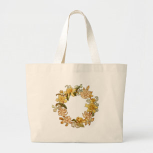 Floral Spring Wreath Flower Pink Flowers Art Large Tote Bag