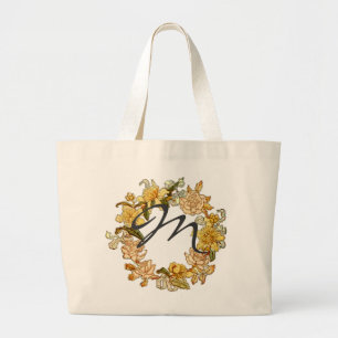 Floral Spring Wreath Flower Pink Flowers Art Large Tote Bag