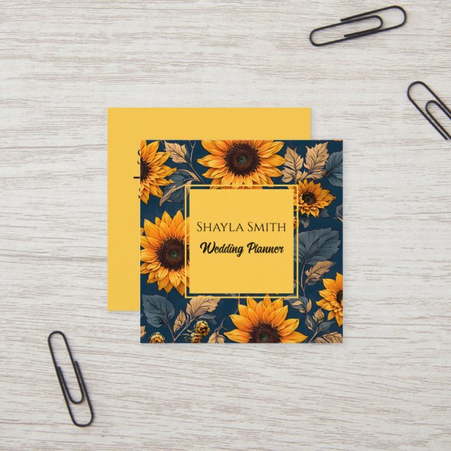 Floral Square Business Card (Front/Back In Situ)