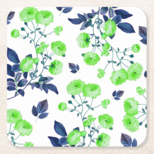 Floral  square paper coaster