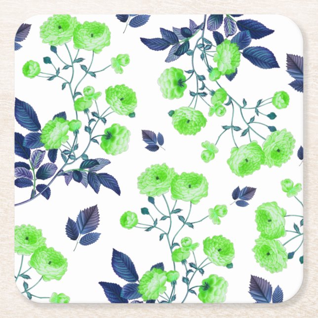 Floral  square paper coaster (Front)