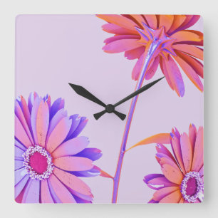 Floral Square Wall Clock