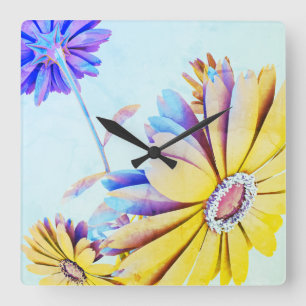 Floral Square Wall Clock